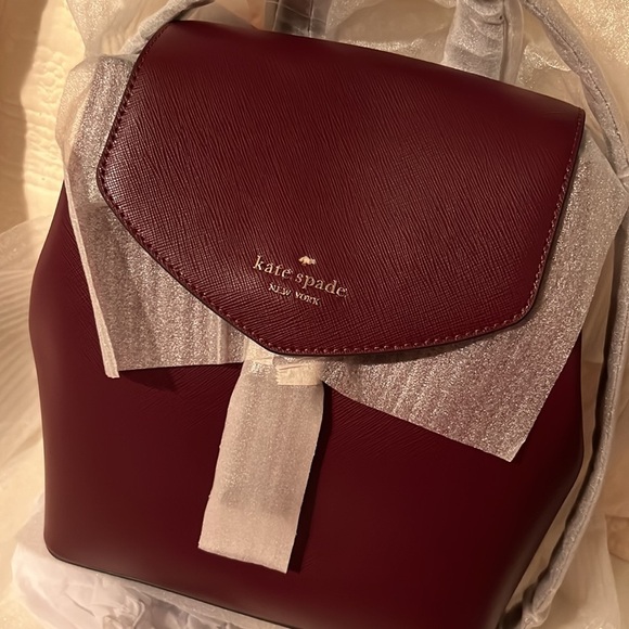15. Kate Spade Lizzie Medium Flap Backpack in Deep Berry - Picture 8 of 14